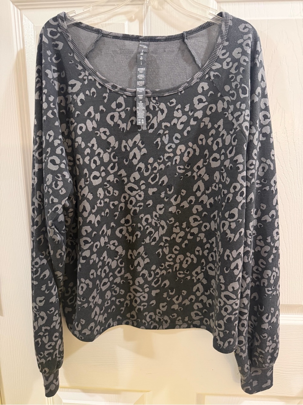 Wildfox Gray Leopard Print Long-Sleeve Pullover